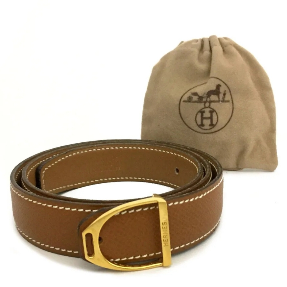 HERMES CLEMENCE BROWN LEATHER WOMEN BELT/1A5540